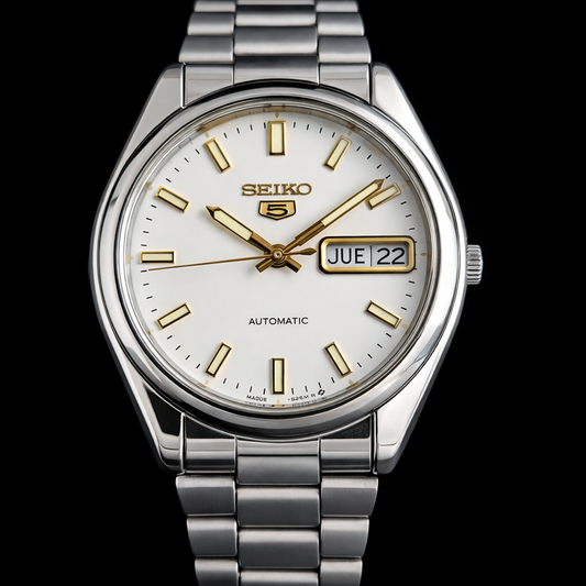 Vintage 1985 Original Seiko 5 Automatic 6309-6240 White Face 17 Jewels Day-Date Japanese Men's Wrist Watch S13