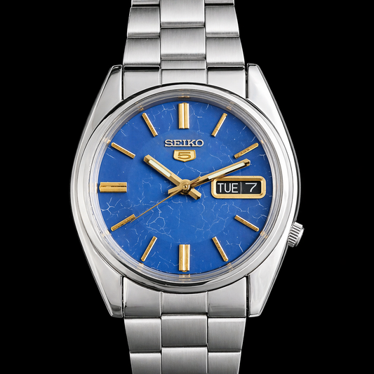 Vintage 1978 Original Seiko 5 Automatic 7009-821A Blue Face 17 Jewels Day-Date Japanese Men's Wrist Watch S65