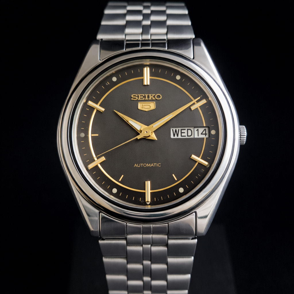 Vintage 1982 Original Seiko 5 Automatic 7009-876A BlacK Face 17 Jewels Day-Date Japanese Men's Wrist Watch S61