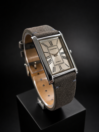 New Le Montres Classic Tank Quartz Men's Watch Silver Dial 26mm Silver Case LM08