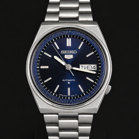 Vintage 1981 Original Seiko 5 Automatic 6309-602A Blue Face 17 Jewels Day-Date Japanese Men's Wrist Watch S64