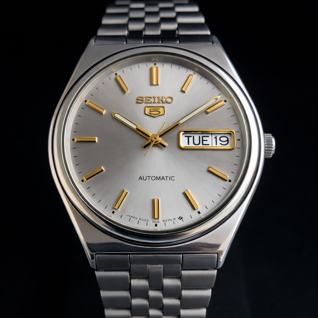Vintage 1985 Original Seiko 5 Automatic 6309-8900 Gray Face 17Jewels Day-Date Japanese Men's Wrist Watch S21