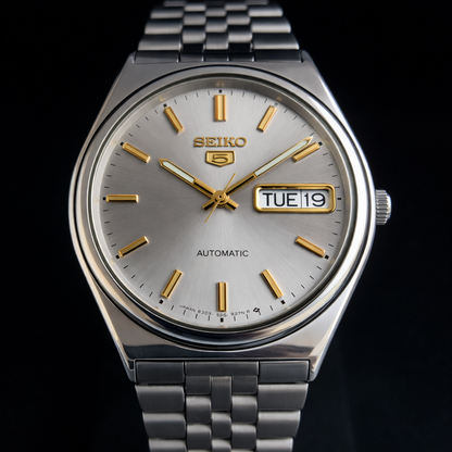 Vintage 1985 Original Seiko 5 Automatic 6309-8900 Gray Face 17Jewels Day-Date Japanese Men's Wrist Watch S21