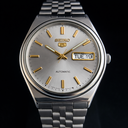 Vintage 1985 Original Seiko 5 Automatic 6309-8900 Gray Face 17Jewels Day-Date Japanese Men's Wrist Watch S21