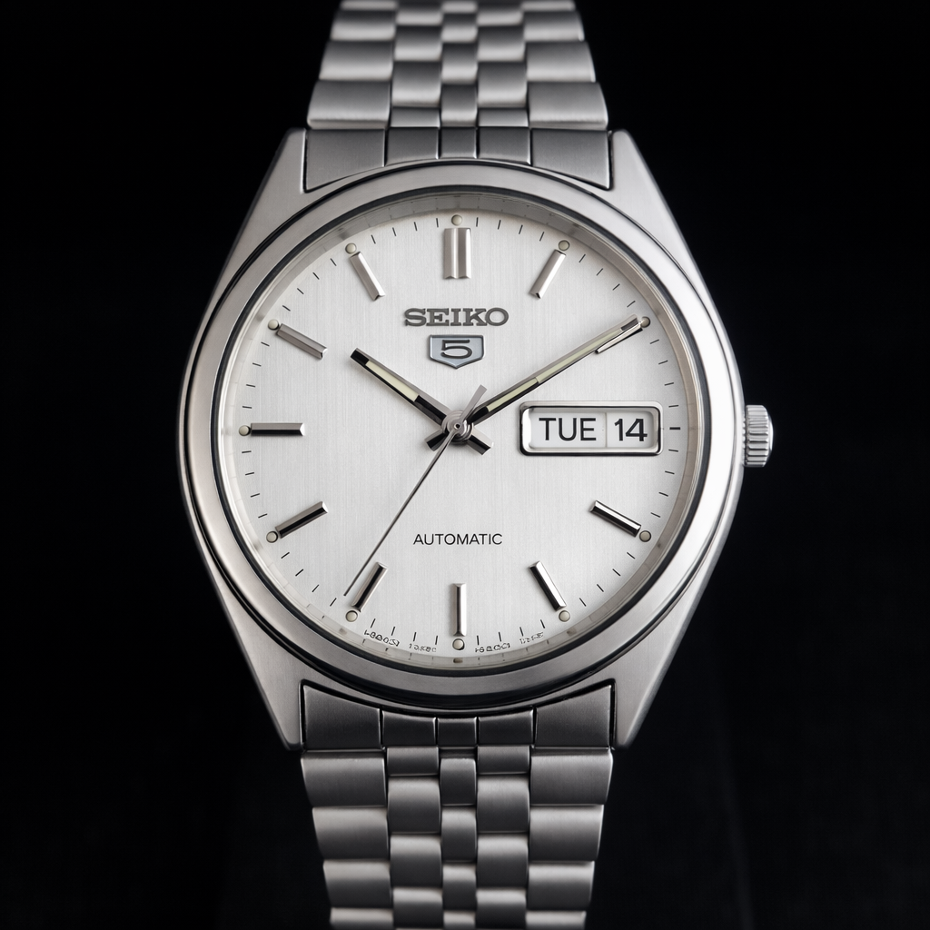 Vintage 1982 Original Seiko 5 Automatic 6309-8840 White Face 17 Jewels Day-Date Japanese Men's Wrist Watch S29