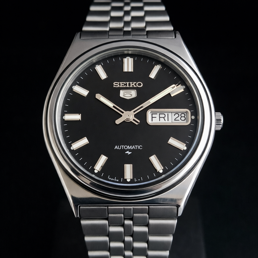 Vintage 1982 Original Seiko 5 Automatic 6309-8820 Black Face 17 Jewels Day-Date Japanese Men's Wrist Watch S58
