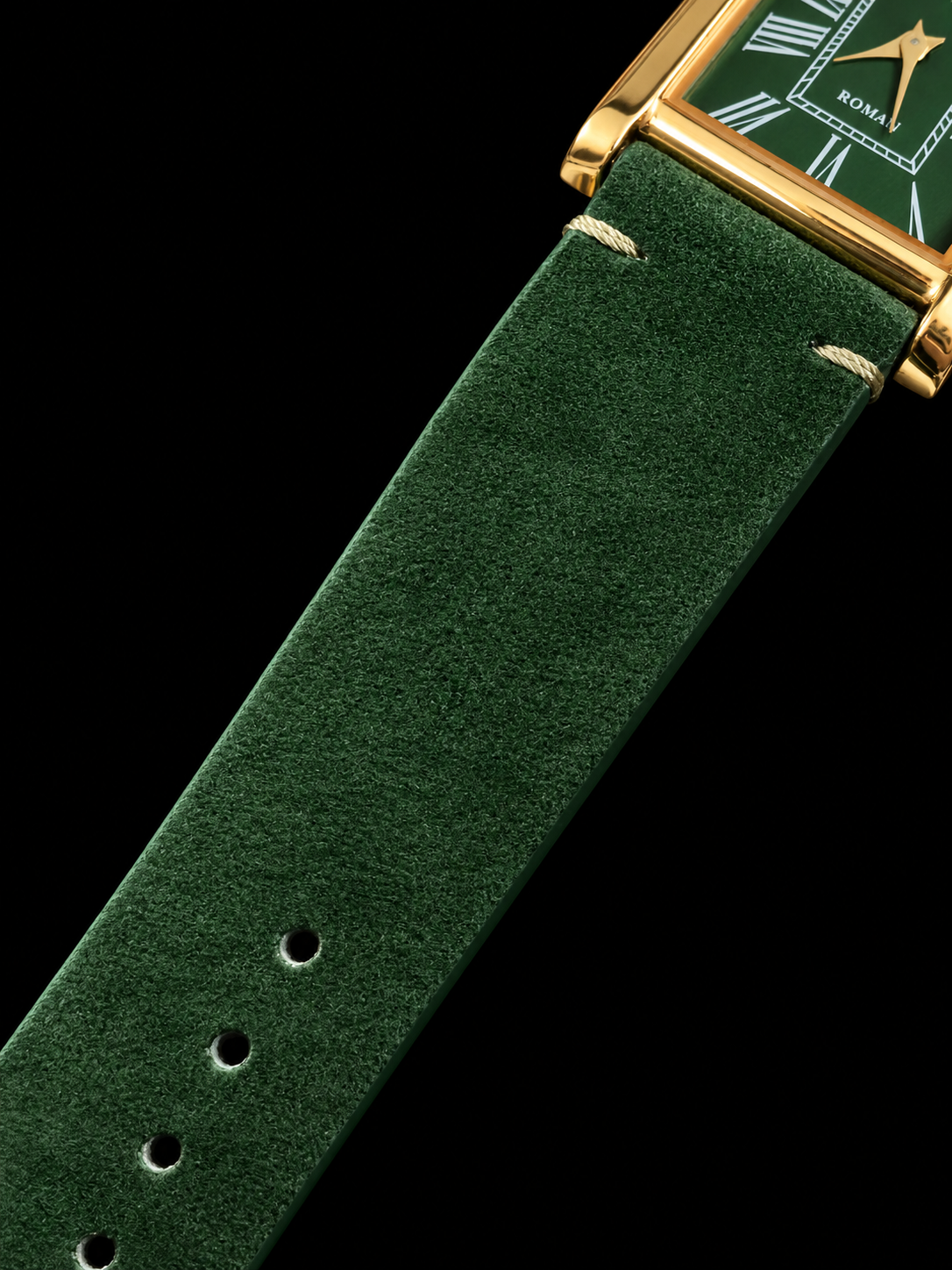 Vintage MOD Le Montres Quartz Green Face With Green Band 26mm Gold Case Men's Wrist Watch LM04