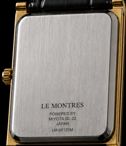 New Le Montres Classic Tank Quartz Men's Watch White Roman Dial 26mm Gold Case LM10