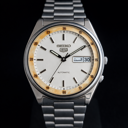 Vintage 1981 Original Seiko 5 Automatic 6309-602A White Face 17 Jewels Day-Date Japanese Men's Wrist Watch S28