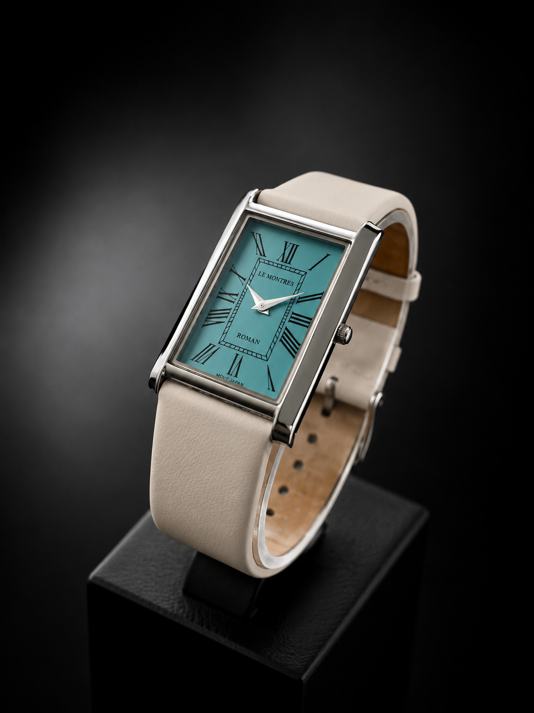 New Le Montres Classic Tank Quartz Men's Watch Ice Blue Roman Dial 26mm Silver LM07