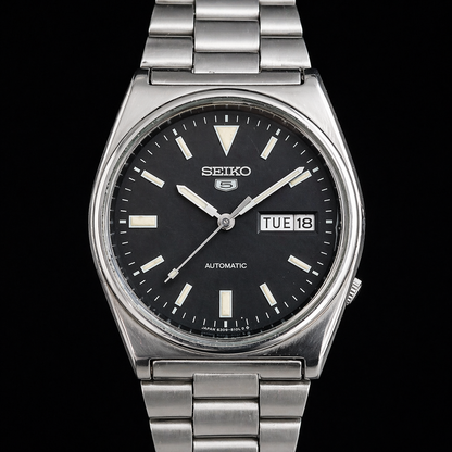 Vintage 1981 Original Seiko 5 Automatic 6309-9040 Black Face 17 Jewels Day-Date Japanese Men's Wrist Watch S63