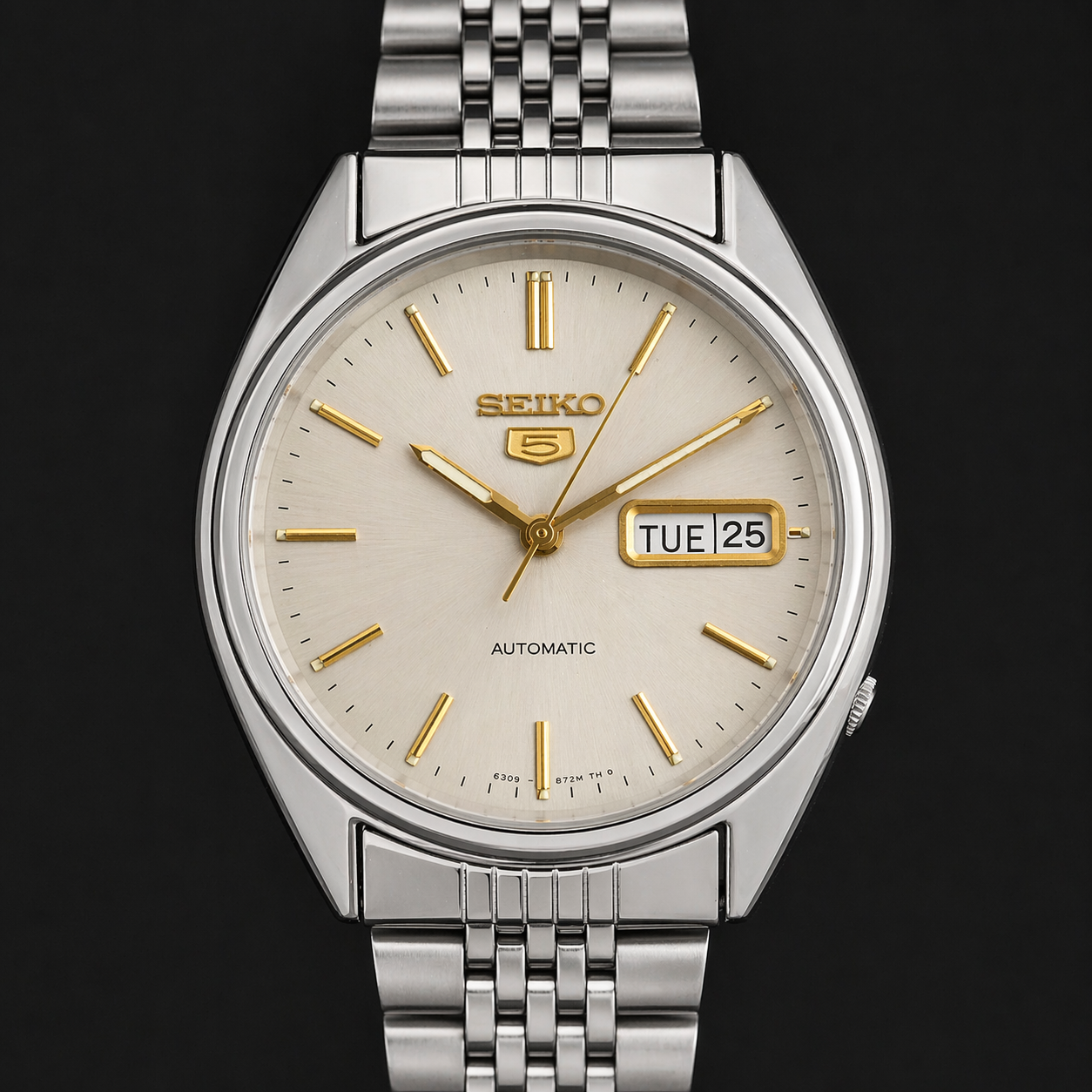 Vintage 1981 Original Seiko 5 Automatic 6309-8240 Grey Face 17 Jewels Day-Date Japanese Men's Wrist Watch S80