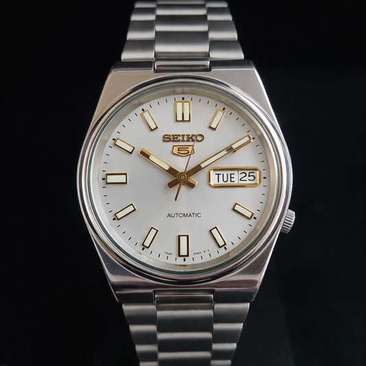 Vintage 1997 Original Seiko 5 Automatic 7S26-3100 Grey Face 21 Jewels Day-Date Japanese Men's Wrist Watch S26