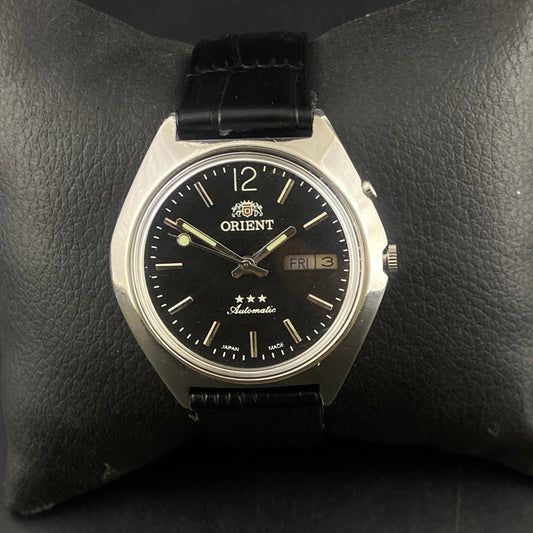 Vintage Orient Black Face Automatic 21 Jewels Men,s Wrist Watch