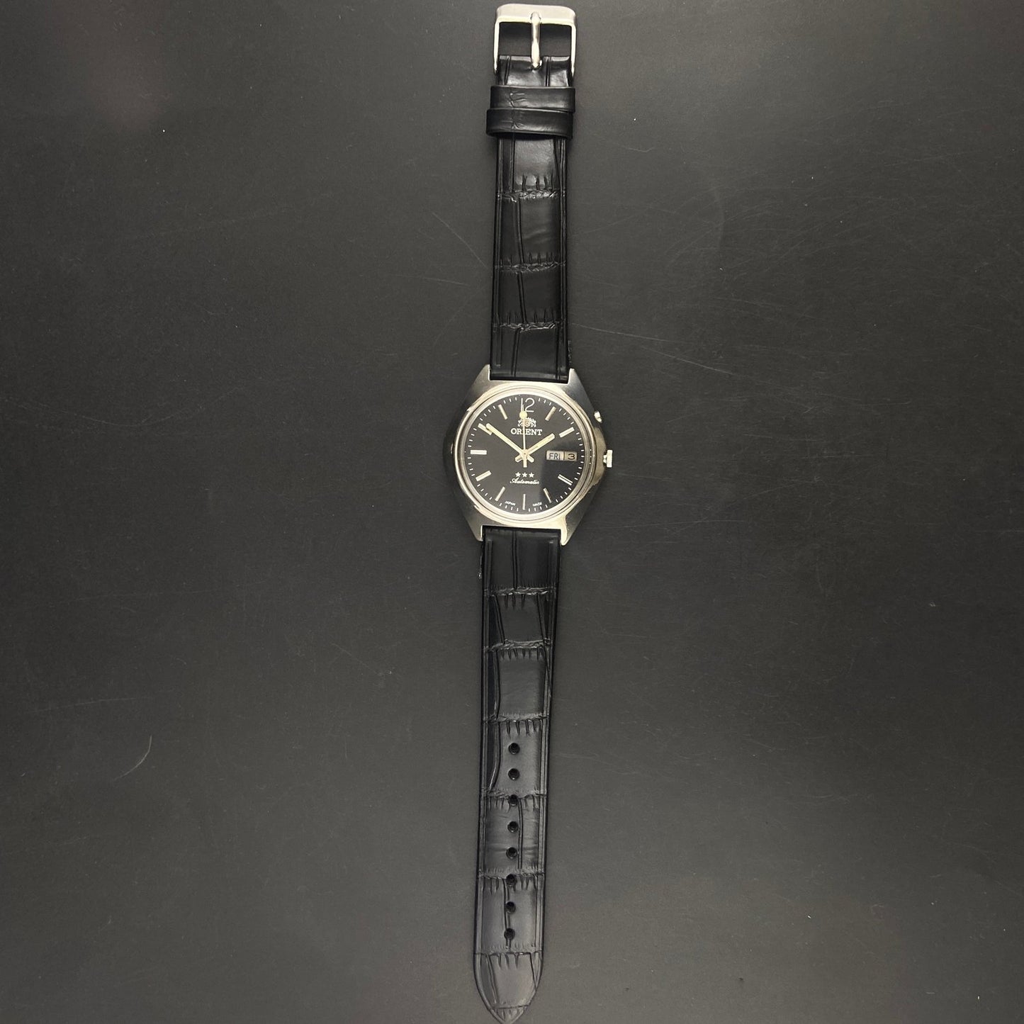 Vintage Orient Black Face Automatic 21 Jewels Men,s Wrist Watch