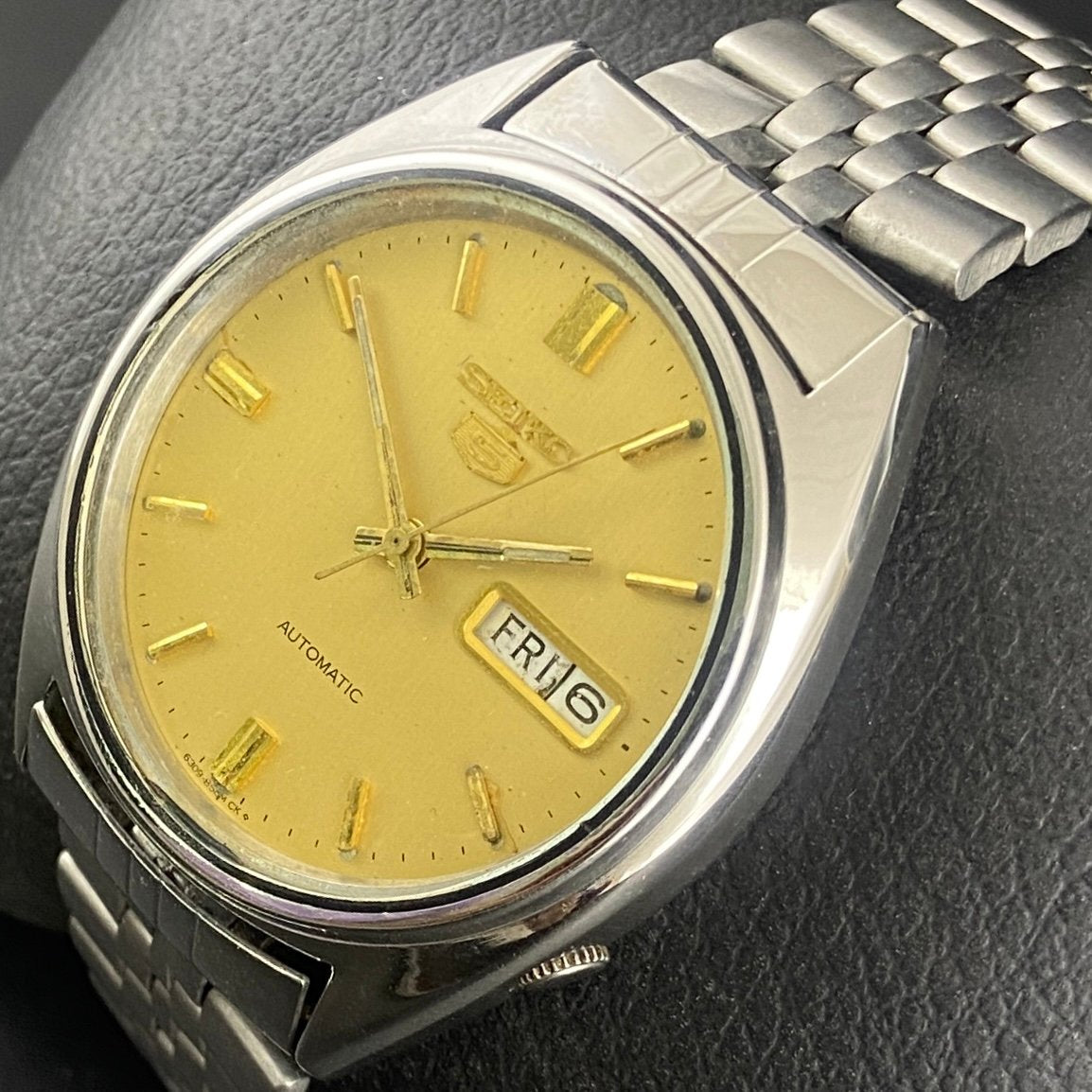 Vintage Original Seiko 5 Automatic Gold Face Cal. 6309 Men's Wrist Watch Serviced.