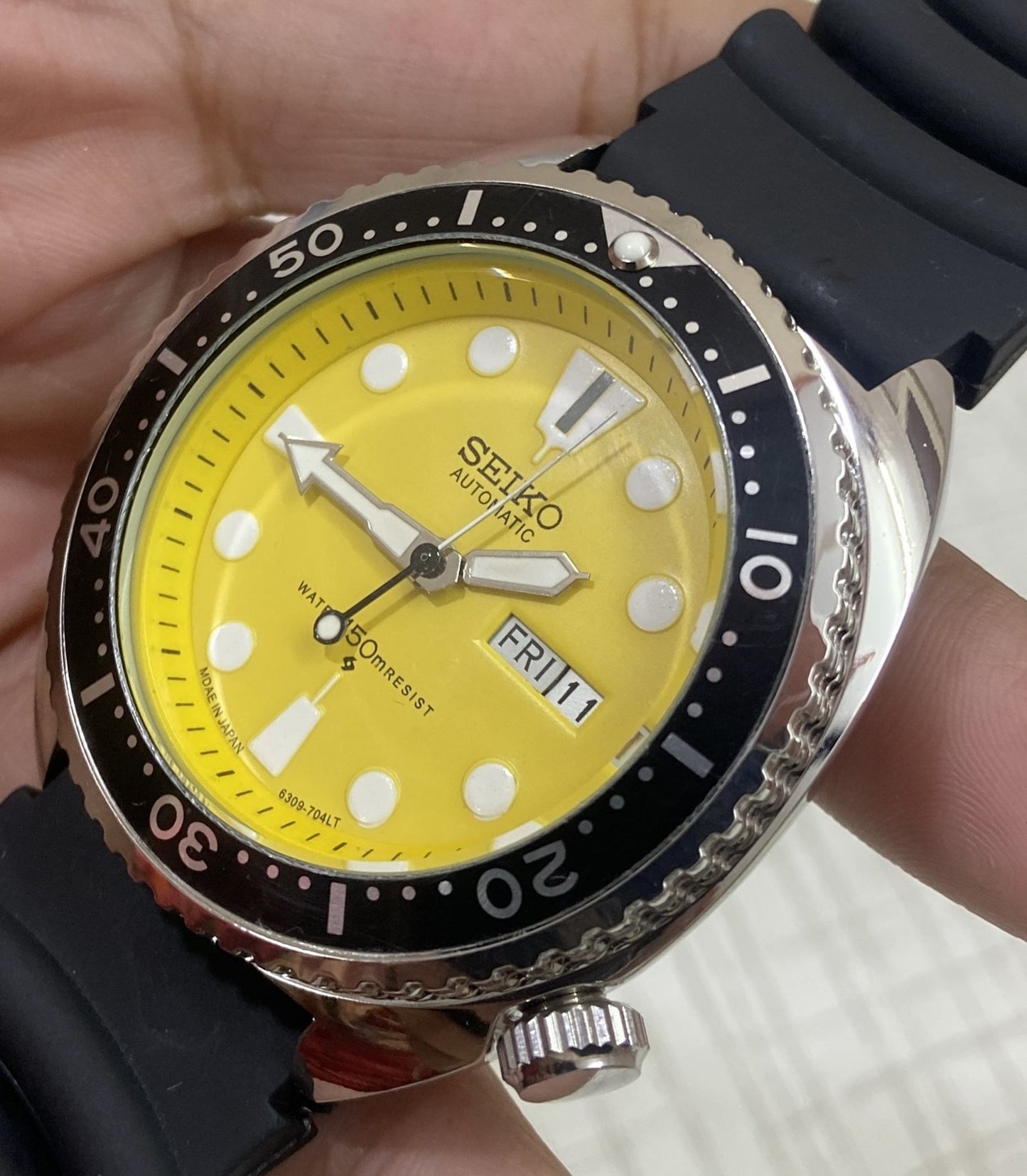 Vintage Seiko Turtle Automatic Yellow Face Cal. 6309 Men's Wrist Watch Serviced.