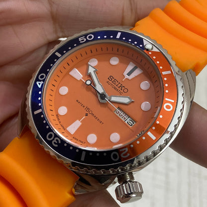 Vintage Seiko Turtle Automatic Orange Face Cal. 6309 Men's Wrist Watch Serviced.