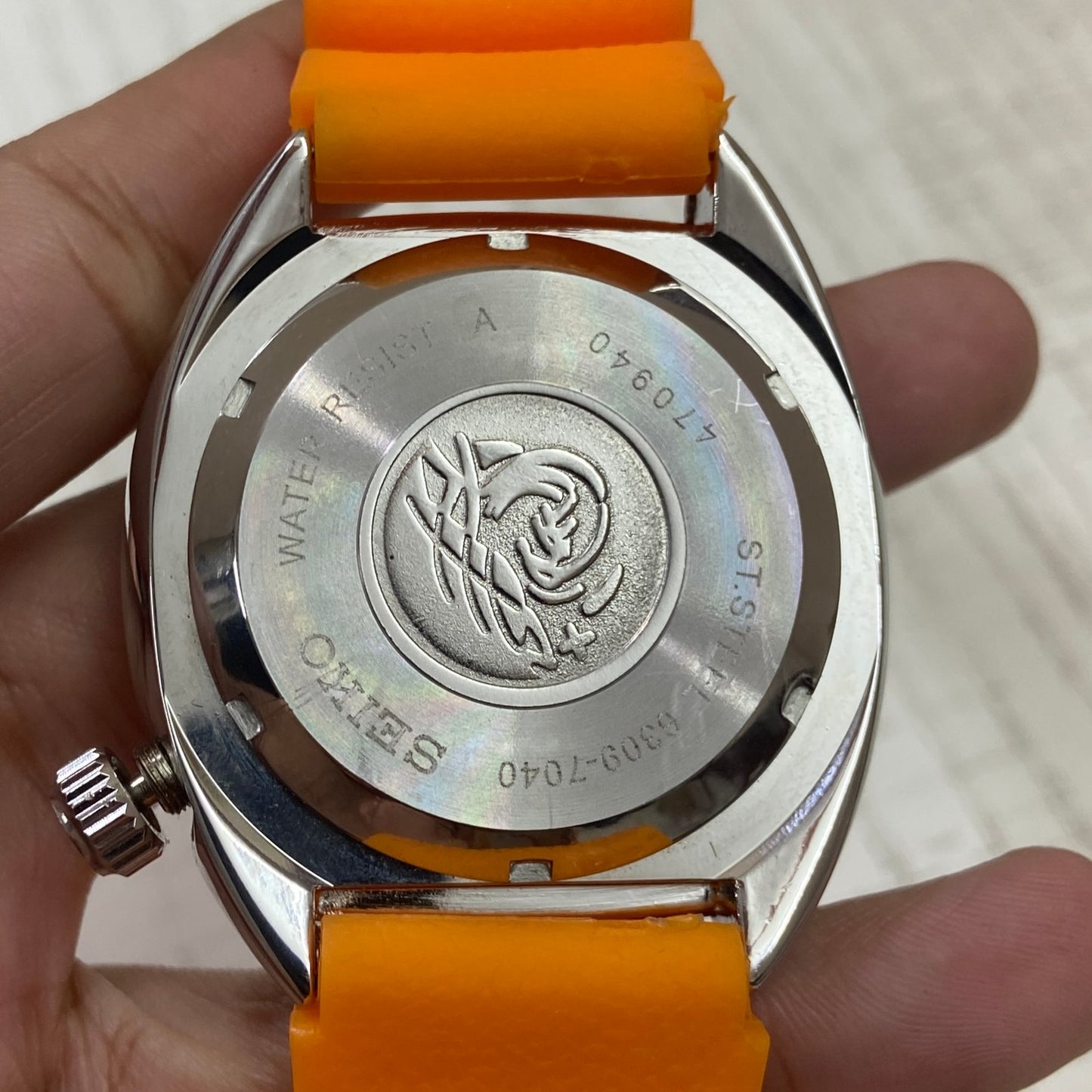 Vintage Seiko Turtle Automatic Orange Face Cal. 6309 Men's Wrist Watch Serviced.