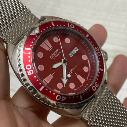 Vintage Seiko Turtle Automatic Red Face Cal. 6309 Men's Wrist Watch Serviced.