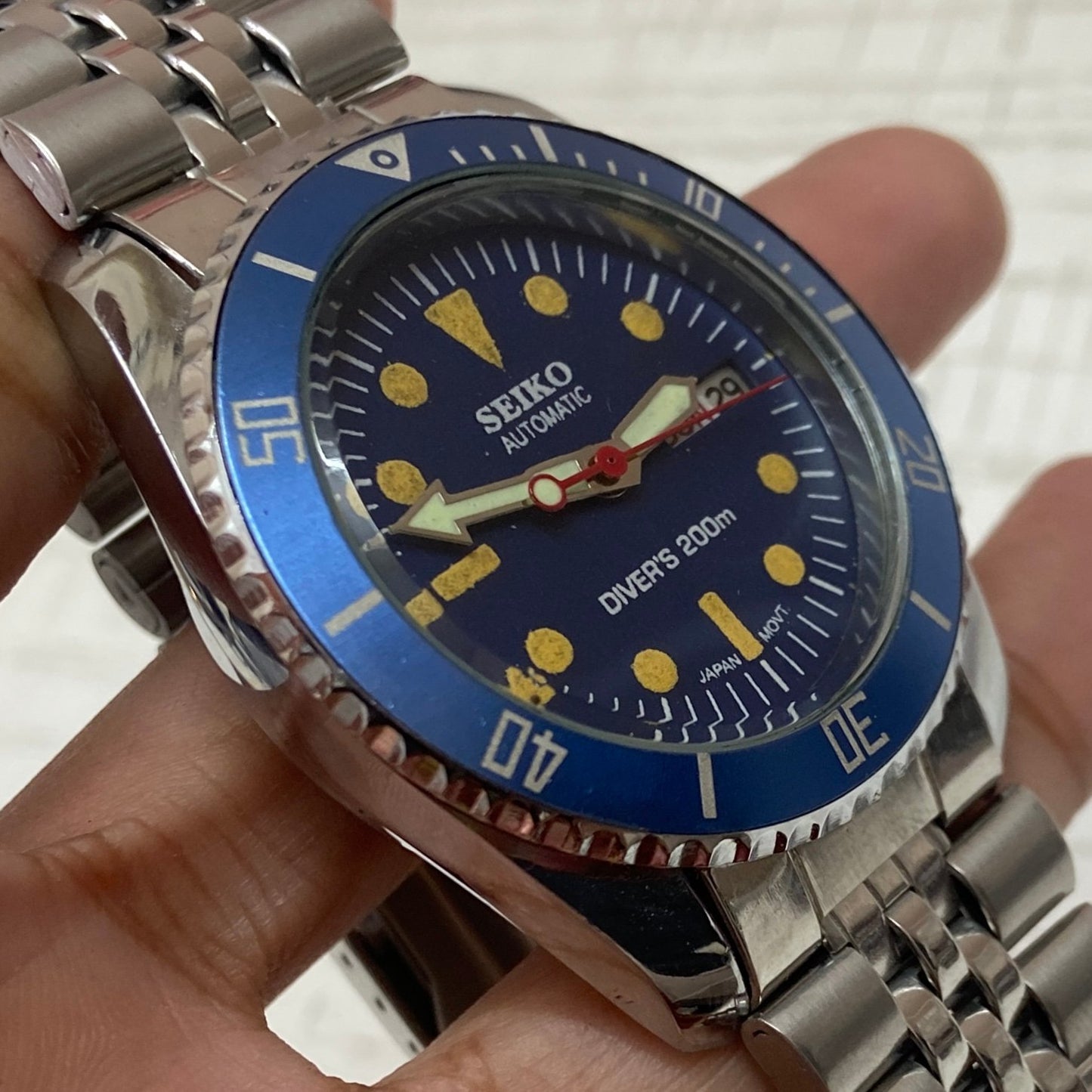 Vintage Seiko Diver Automatic Blue Face Cal. 6309 Men's Wrist Watch Serviced.