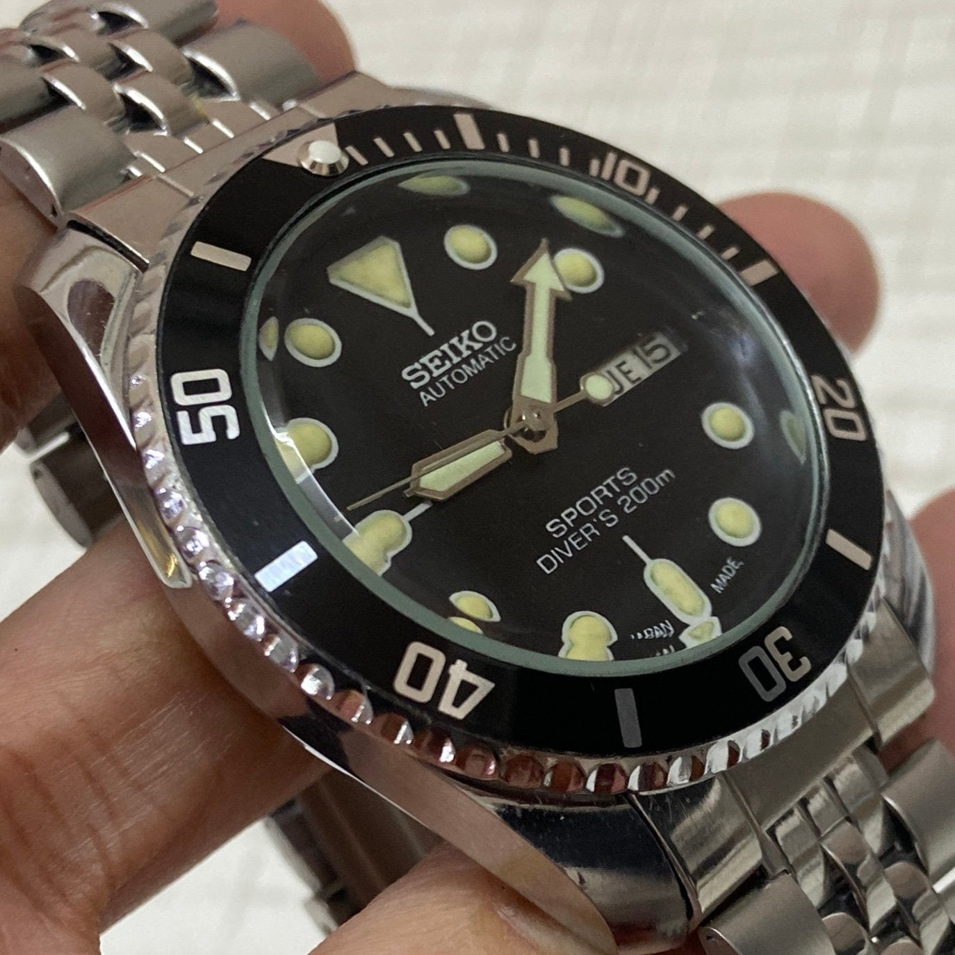 Vintage Seiko Diver Automatic Black Face Cal. 6309 Men's Wrist Watch Serviced.