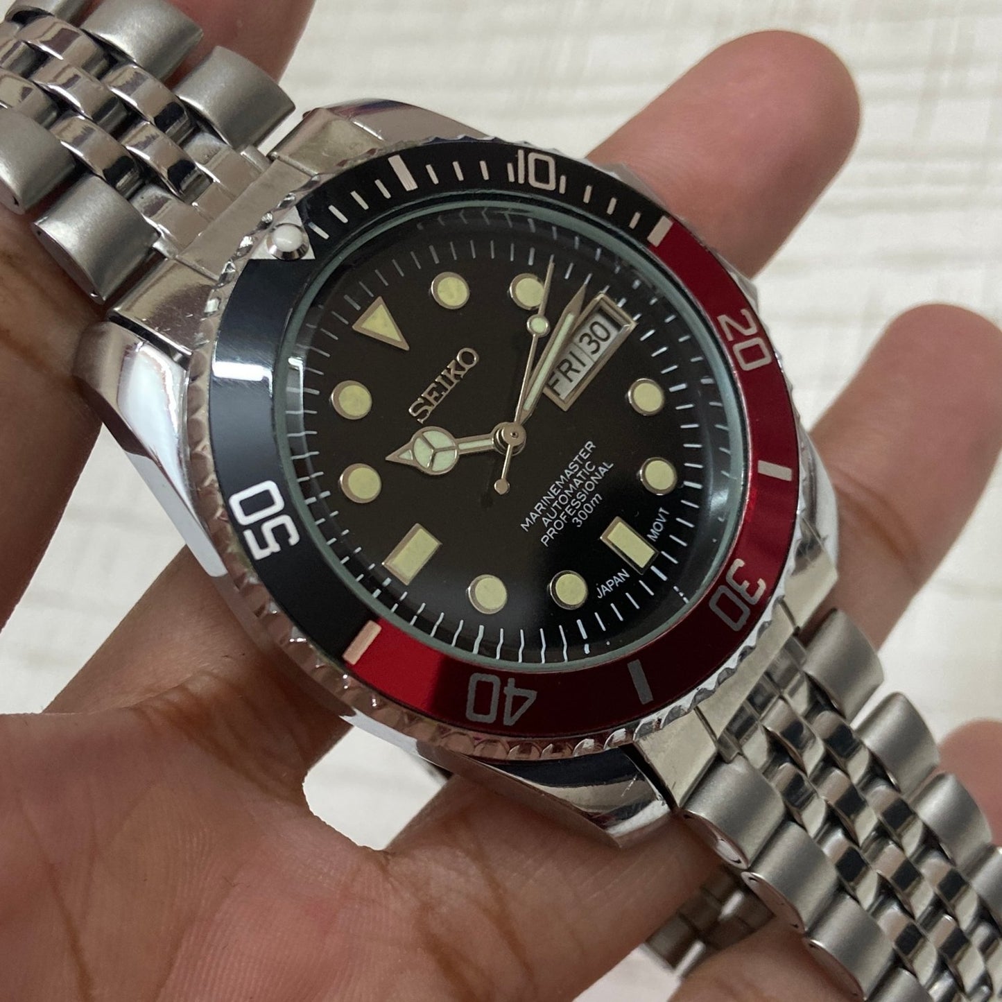 Vintage Seiko Marine Master Automatic Black Face Cal. 6309 Men's Wrist Watch Serviced.