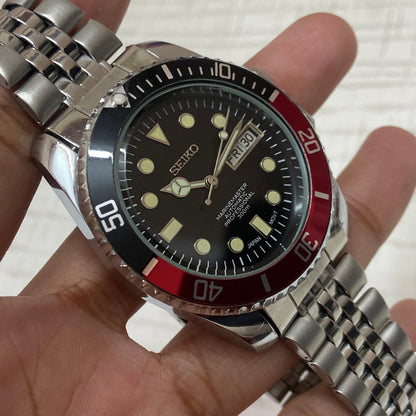 Vintage Seiko Marine Master Automatic Black Face Cal. 6309 Men's Wrist Watch Serviced.