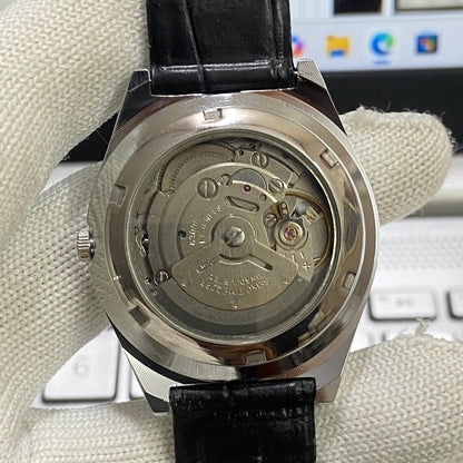 Vintage Seiko 5 Automatic17Jewels Cal. 6309 Black Face Black Band Men's Wrist Watch SB21