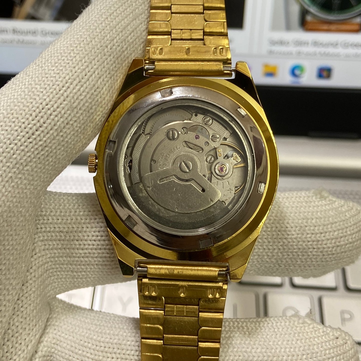 Vintage Seiko 5 Gold Plated Automatic17Jewels Cal. 6309 Golden Face Men's Wrist Watch SC01