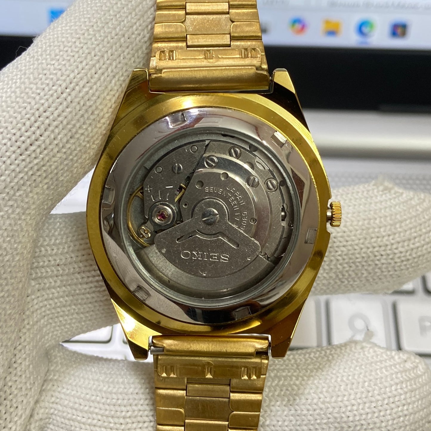 Vintage Seiko 5 Gold Plated Automatic17Jewels Cal. 6309 Silver Face Men's Wrist Watch SC02