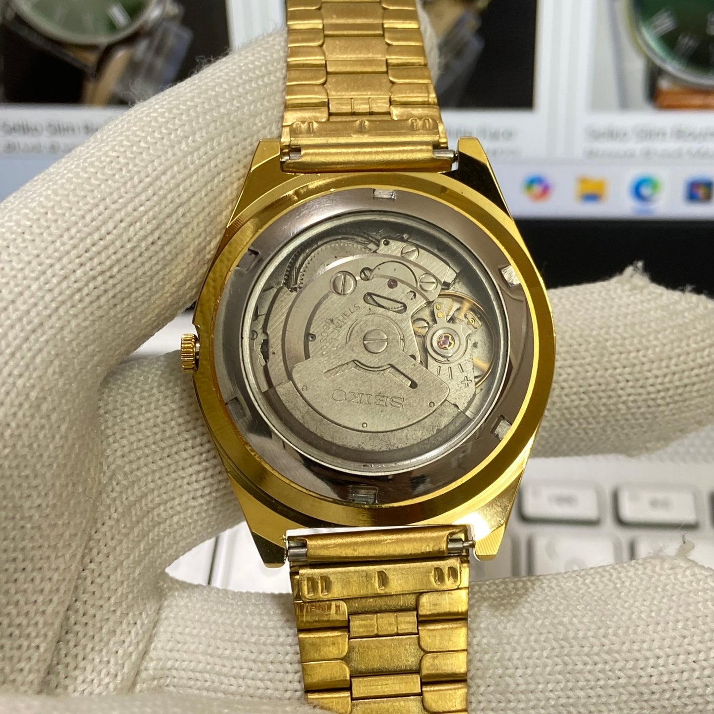 Vintage Seiko 5 Gold Plated Automatic17Jewels Cal. 6309 Golden Face Men's Wrist Watch SC04