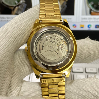 Vintage Seiko 5 Gold Plated Automatic17Jewels Cal. 6309 Golden Face Men's Wrist Watch SC04