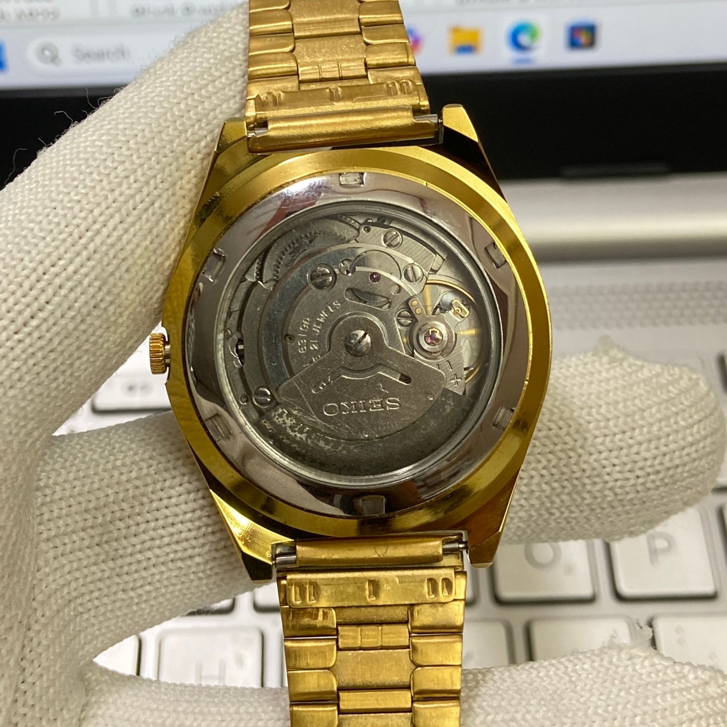 Vintage Seiko 5 Gold Plated Automatic 17Jewels Cal. 6309 Golden Face Men's Wrist Watch SC06