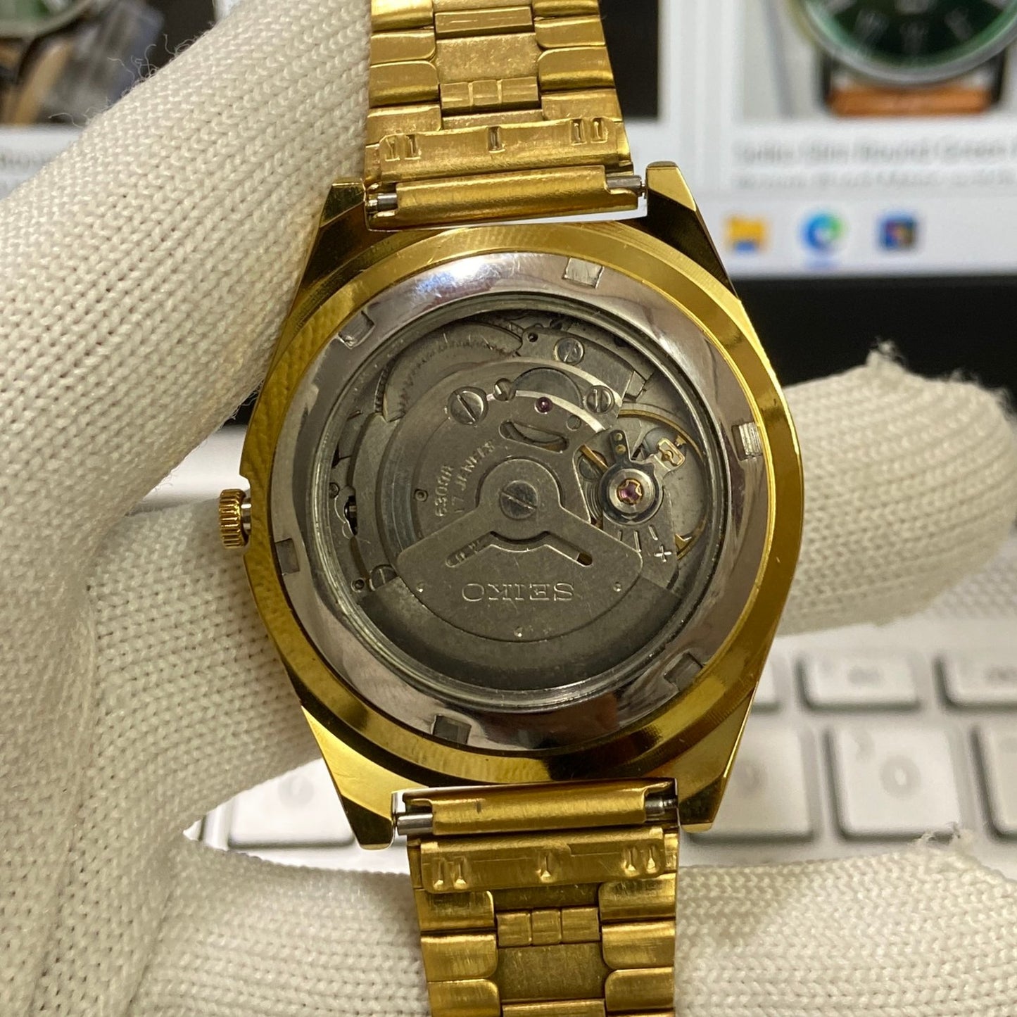 Vintage Seiko 5 Gold Plated Automatic 17 Jewels Cal. 6309 Blue Face Men's Wrist Watch SC09