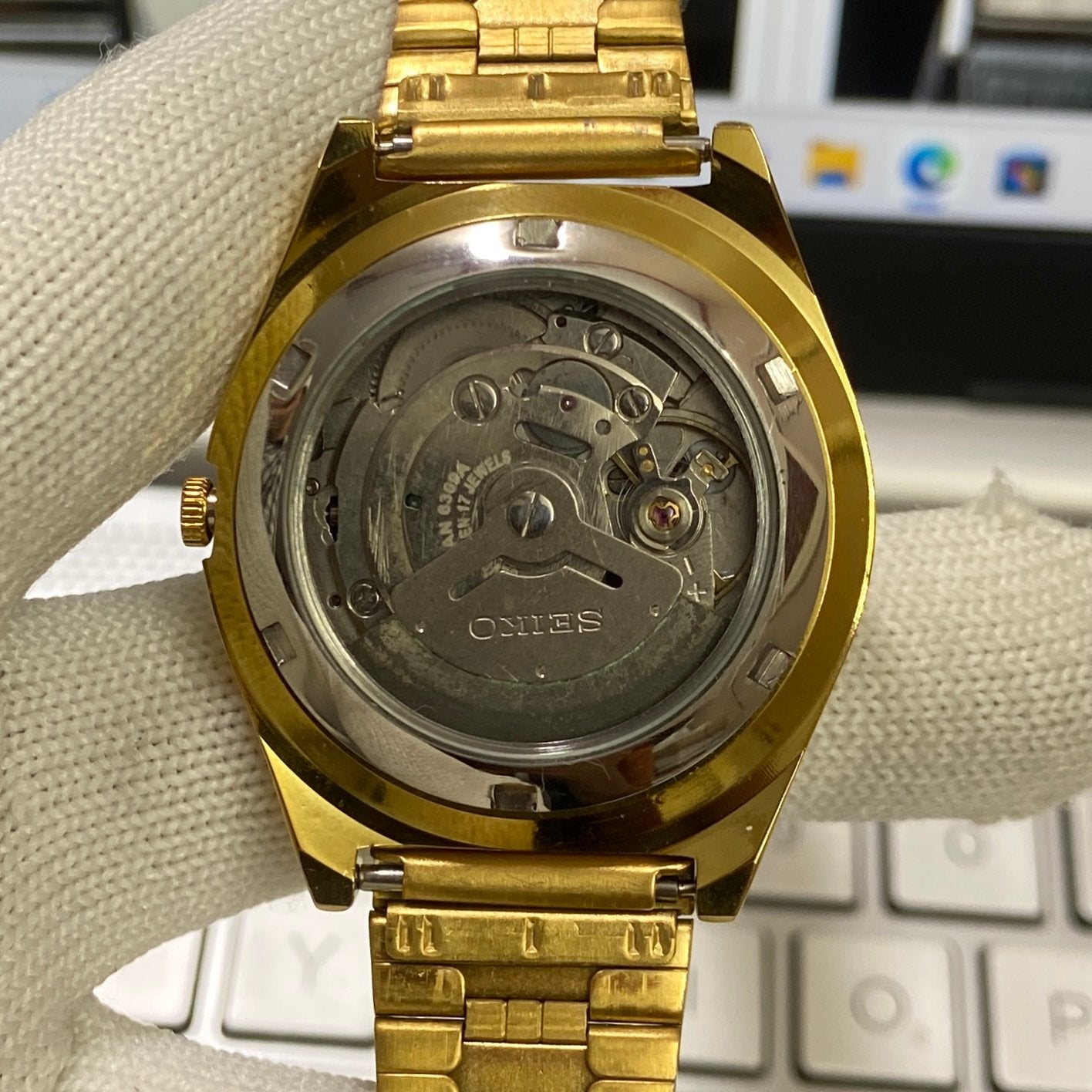 Vintage Seiko 5 Gold Plated Automatic 17 Jewels Cal. 6309 Blue Face Men's Wrist Watch SC11