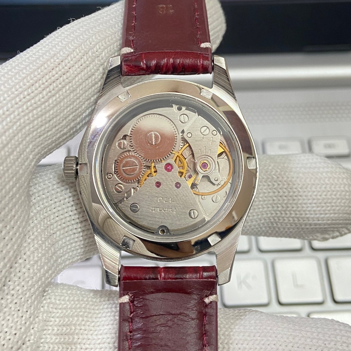 Vintage Mod HMT Pilot Hand Winding 17 Jewels Pink Face Brown Face Men's Wrist Watch B06