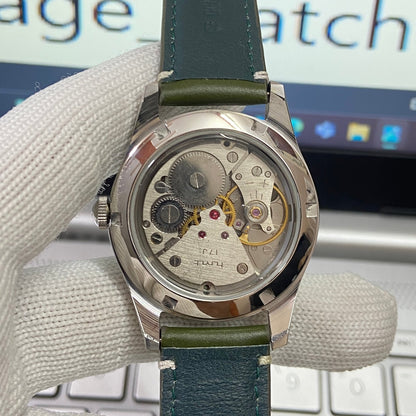 Vintage HMT Devanagari Hand Winding 17 Jewels Green Face Green Band Men's Wrist Watch B21