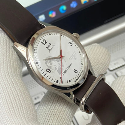 Vintage HMT Janata Kalam Hand Winding 17 Jewels White Face Brown Nato Band Men's Wrist Watch B64