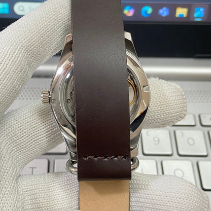 Vintage HMT Janata Kalam Hand Winding 17 Jewels White Face Brown Nato Band Men's Wrist Watch B64