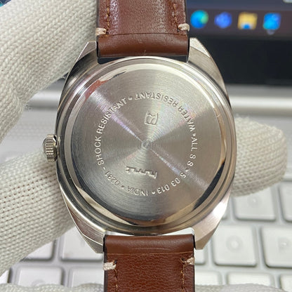 Vintage HMT Kohinoor Hand Winding 17 Jewels Face Brown Band Men's Wrist Watch B47