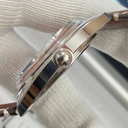Vintage HMT Kohinoor Hand Winding 17 Jewels Peach Face Brown Band Men's Wrist Watch B48