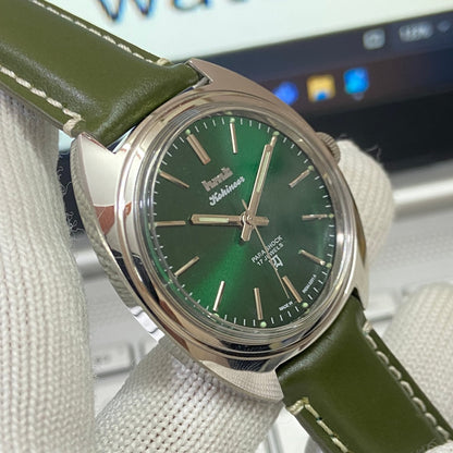Vintage HMT Kohinoor Hand Winding 17 Jewels Green Face Green Band Men's Wrist Watch B50