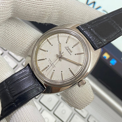 Vintage HMT Kohinoor Hand Winding 17 Jewels White Face Black Band Men's Wrist Watch B53