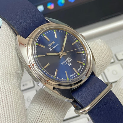 Vintage HMT Kohinoor Hand Winding 17 Jewels Blue Face Blue  Nato Band Men's Wrist Watch B59