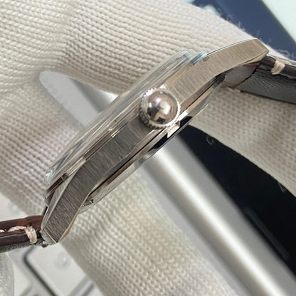 Vintage HMT Sherpa Hand Winding 17 Jewels Silver Face Brown Band Men's Wrist Watch B62