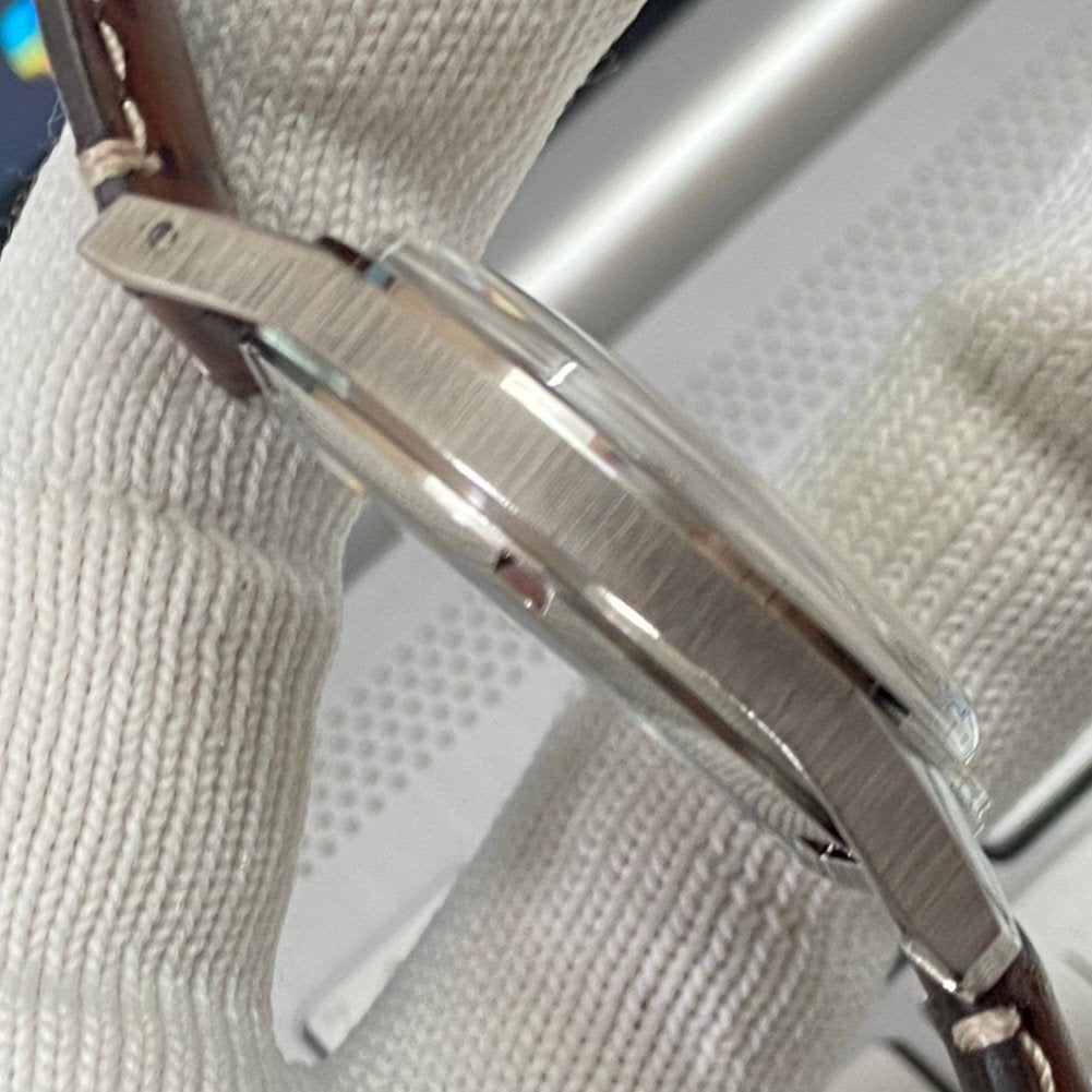 Vintage HMT Sherpa Hand Winding 17 Jewels Silver Face Brown Band Men's Wrist Watch B62