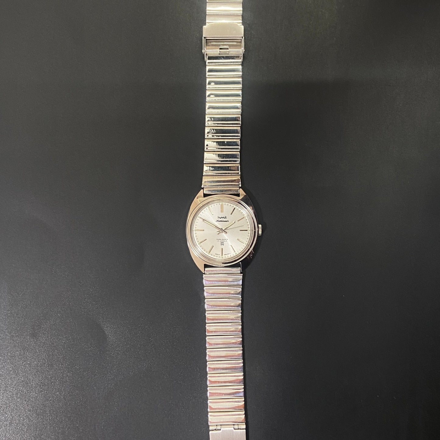 Vintage HMT Kohinoor Hand Winding 17 Jewels Silver Face Men's Wrist Watch B72