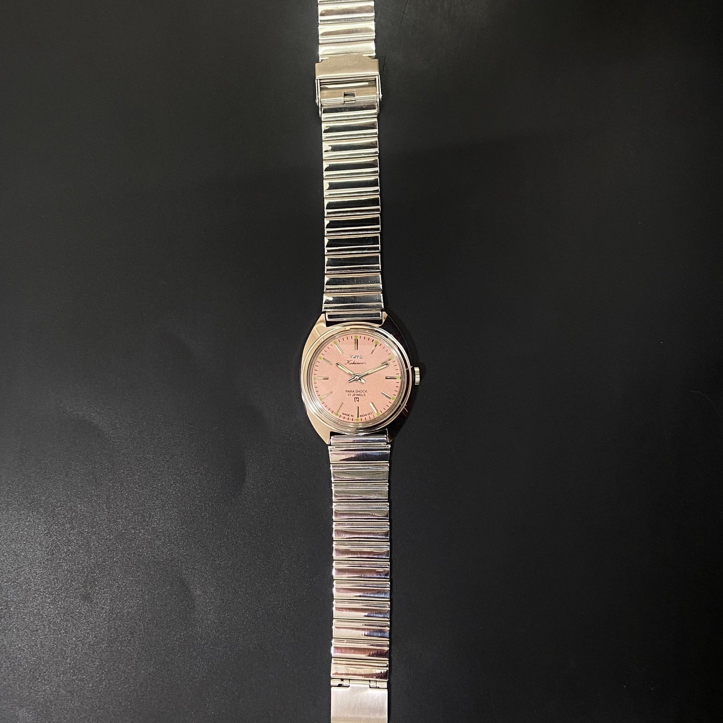 Vintage HMT Kohinoor Hand Winding 17 Jewels Peach Face Men's Wrist Watch B74