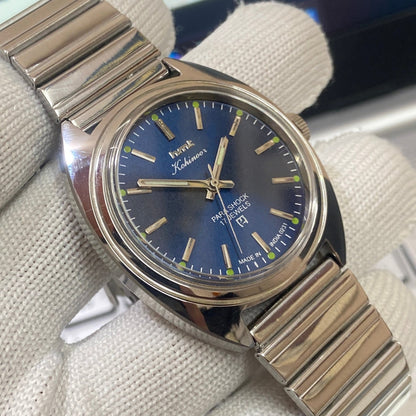 Vintage HMT Kohinoor Hand Winding 17 Jewels Blue Face Men's Wrist Watch B75